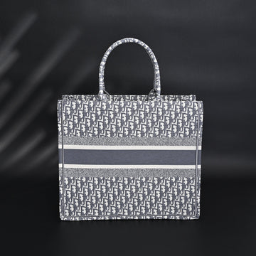 Christian Dior Large Book Tote – Grey Oblique Embroidery