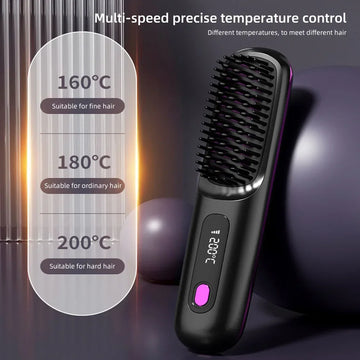 Wireless Heated Straightening Brush Black